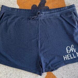 Womens Size 4XW Blue Instant Message “Oh Hell No” Drawstring Shorts
